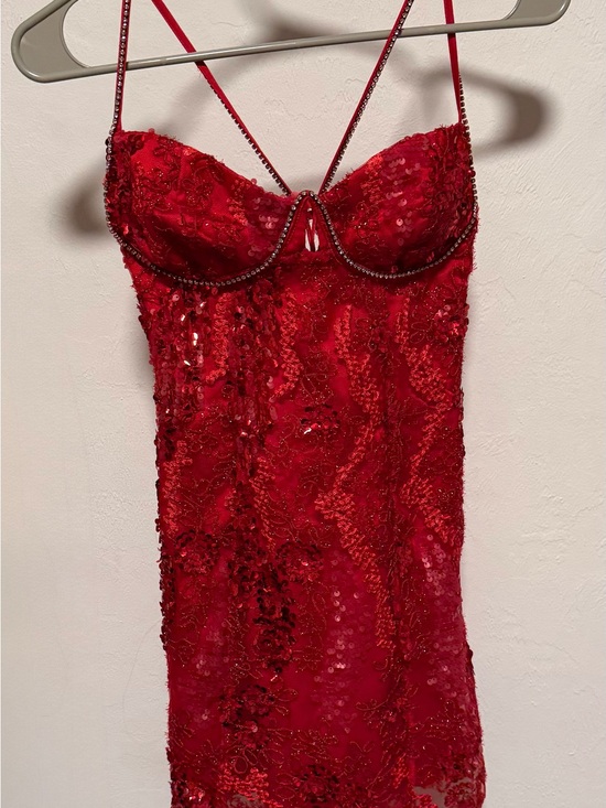 For Love And Lemons Dresses & Skirts - For Love And Lemons Ruby Red Sequin Lace Mini Dress